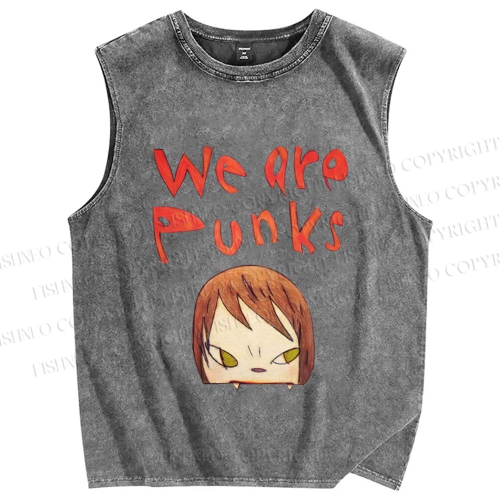 Unisex Yoshitomo Nara Printed Washed Tank Top
