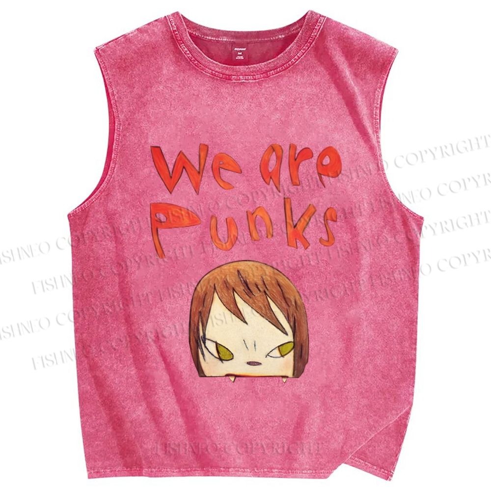 Unisex Yoshitomo Nara Printed Washed Tank Top