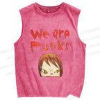 Unisex Yoshitomo Nara Printed Washed Tank Top