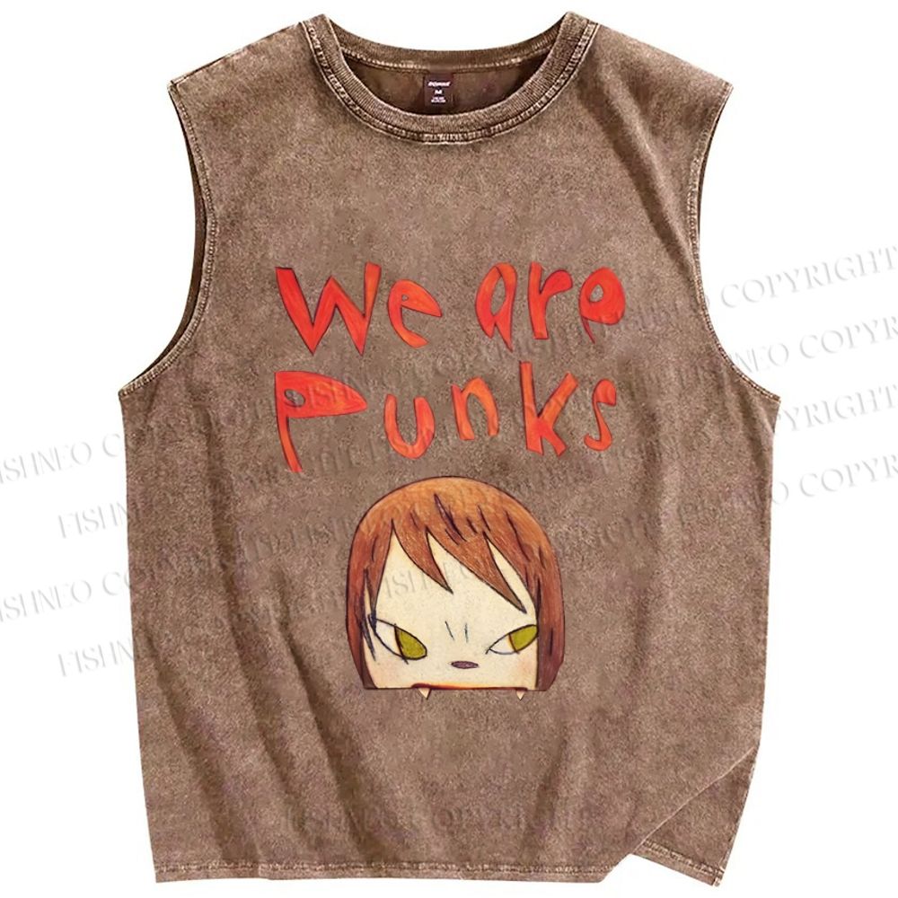 Unisex Yoshitomo Nara Printed Washed Tank Top