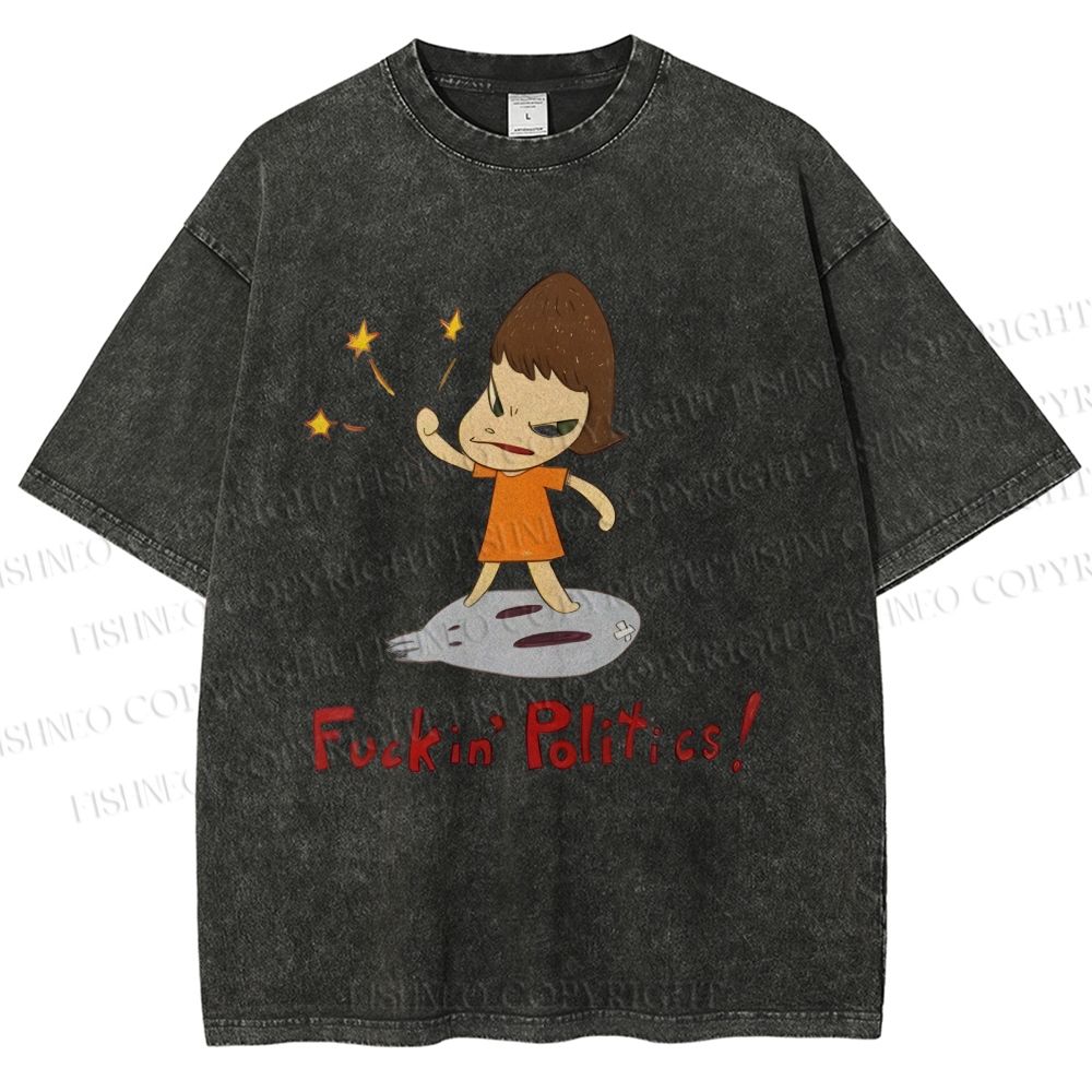 Unisex Yoshitomo Nara Printed Washed Tee