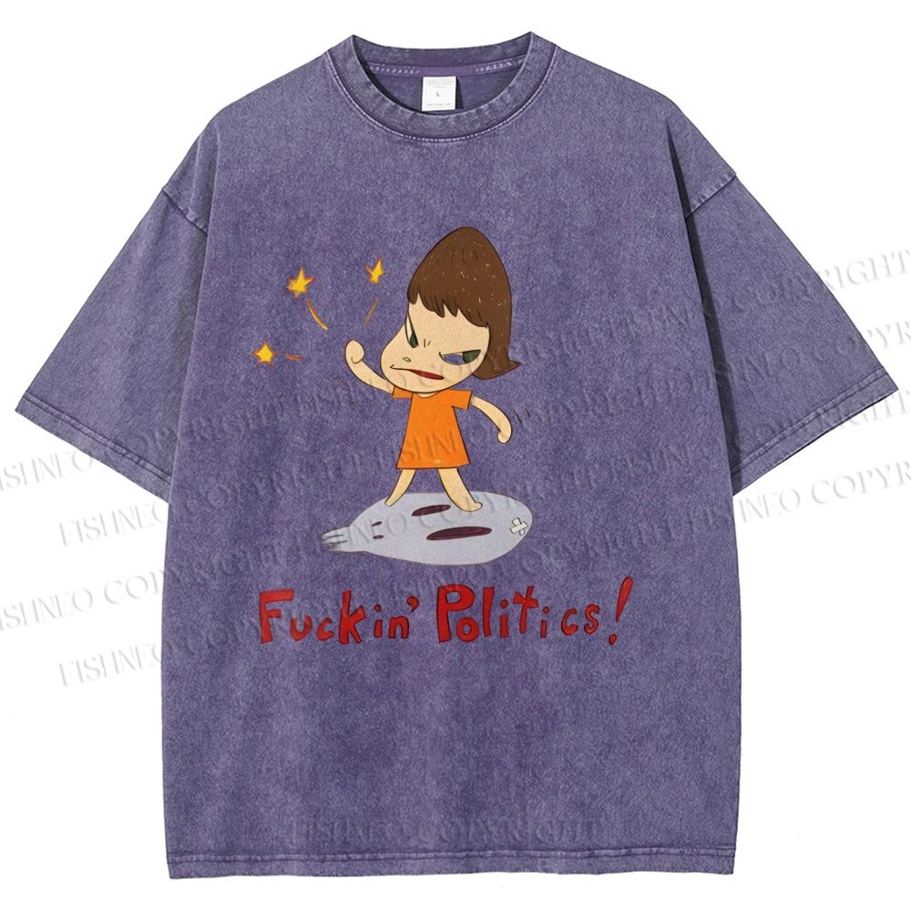 Unisex Yoshitomo Nara Printed Washed Tee