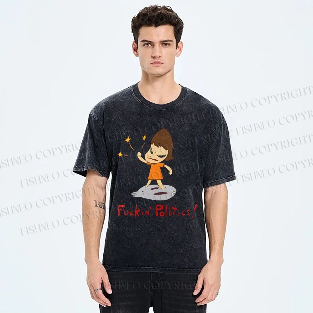 Unisex Yoshitomo Nara Printed Washed Tee