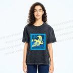 Unisex Halloween Stamp Printed Washed Tee