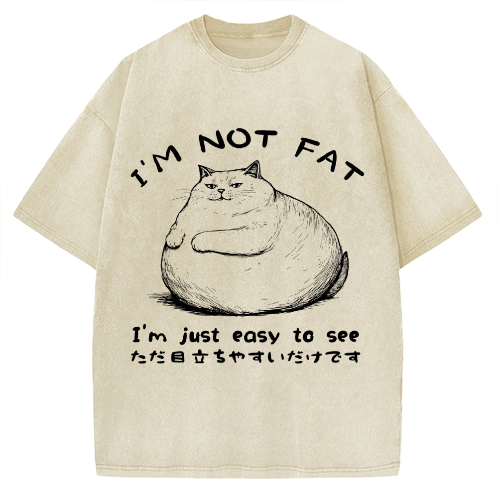 Funny Cat Fat Just Easy To See Vintage Washed T-shirt