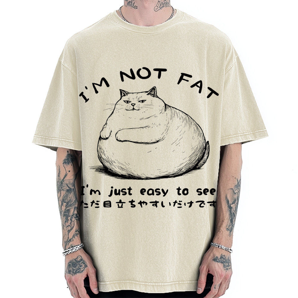Funny Cat Fat Just Easy To See Vintage Washed T-shirt