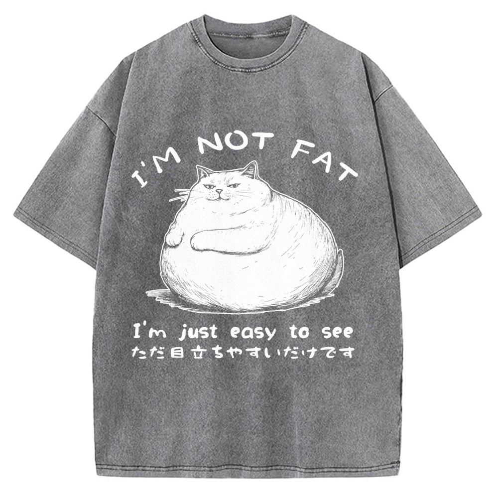 Funny Cat Fat Just Easy To See Vintage Washed T-shirt