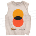 Unisex Bauhaus Design Printed Washed Tank Top