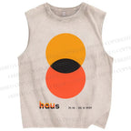 Unisex Bauhaus Design Printed Washed Tank Top