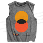 Unisex Bauhaus Design Printed Washed Tank Top
