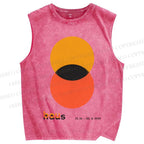 Unisex Bauhaus Design Printed Washed Tank Top