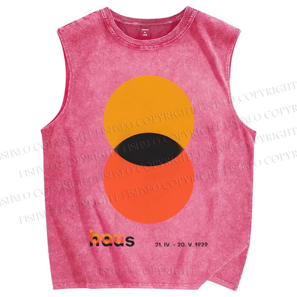 Unisex Bauhaus Design Printed Washed Tank Top