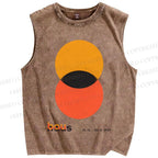 Unisex Bauhaus Design Printed Washed Tank Top