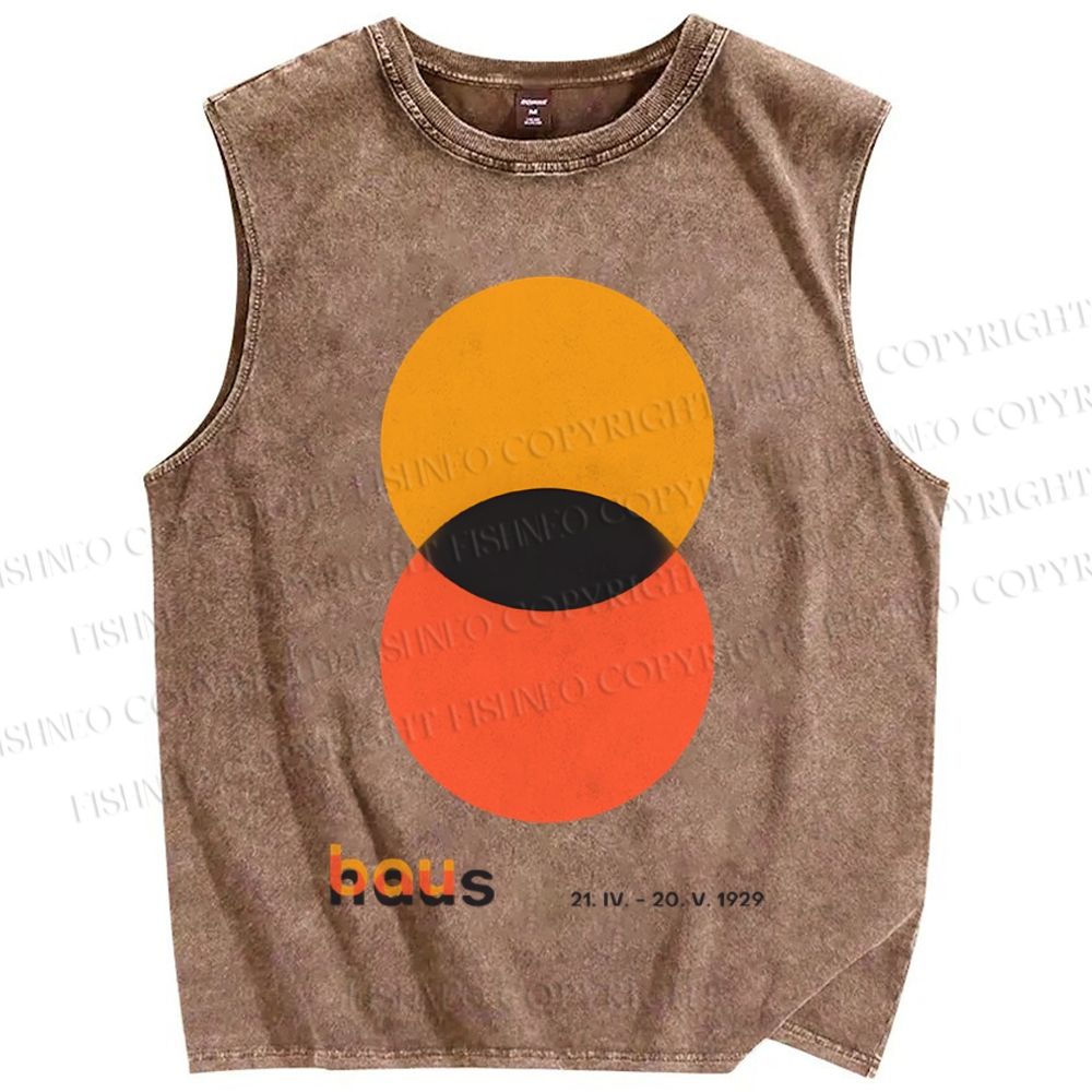 Unisex Bauhaus Design Printed Washed Tank Top