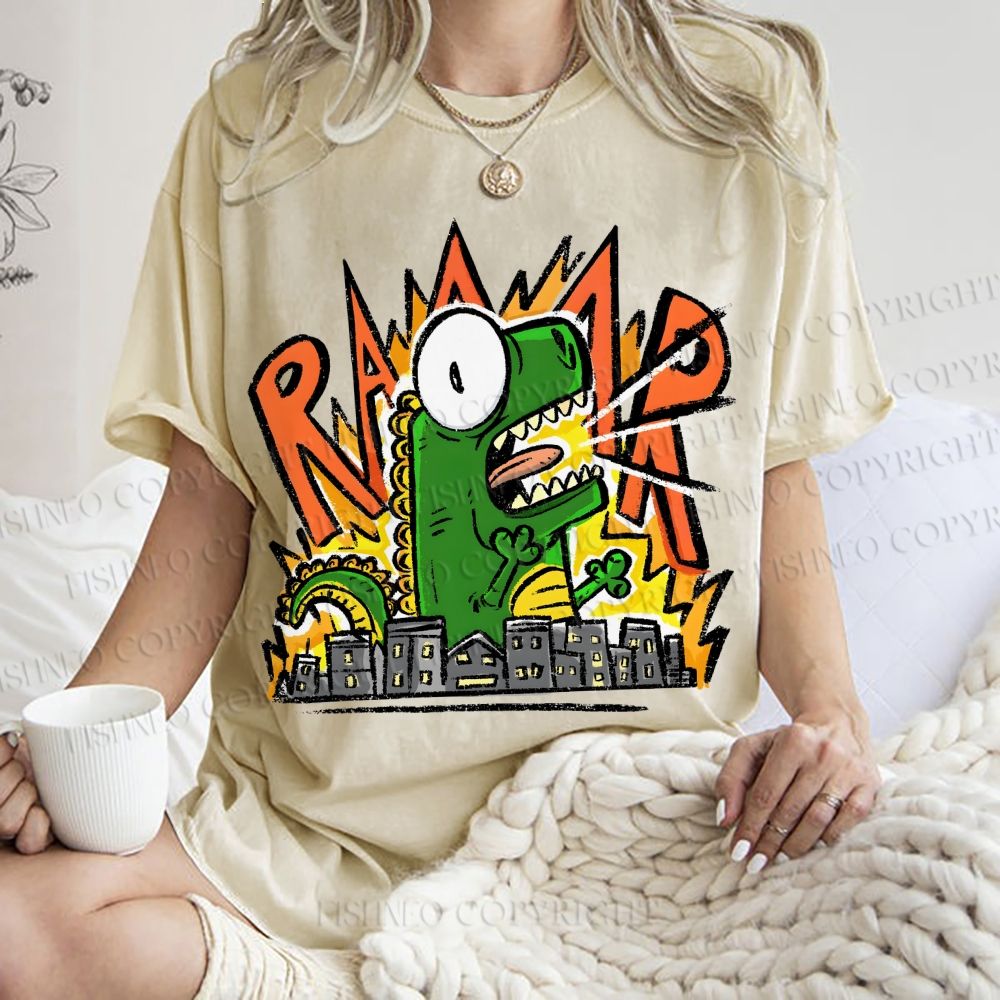 Unisex Monsters Printed Washed Tee