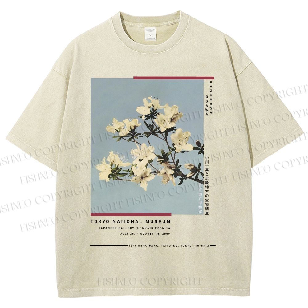 Unisex Vintage Flowers Poster Printed Washed Tee
