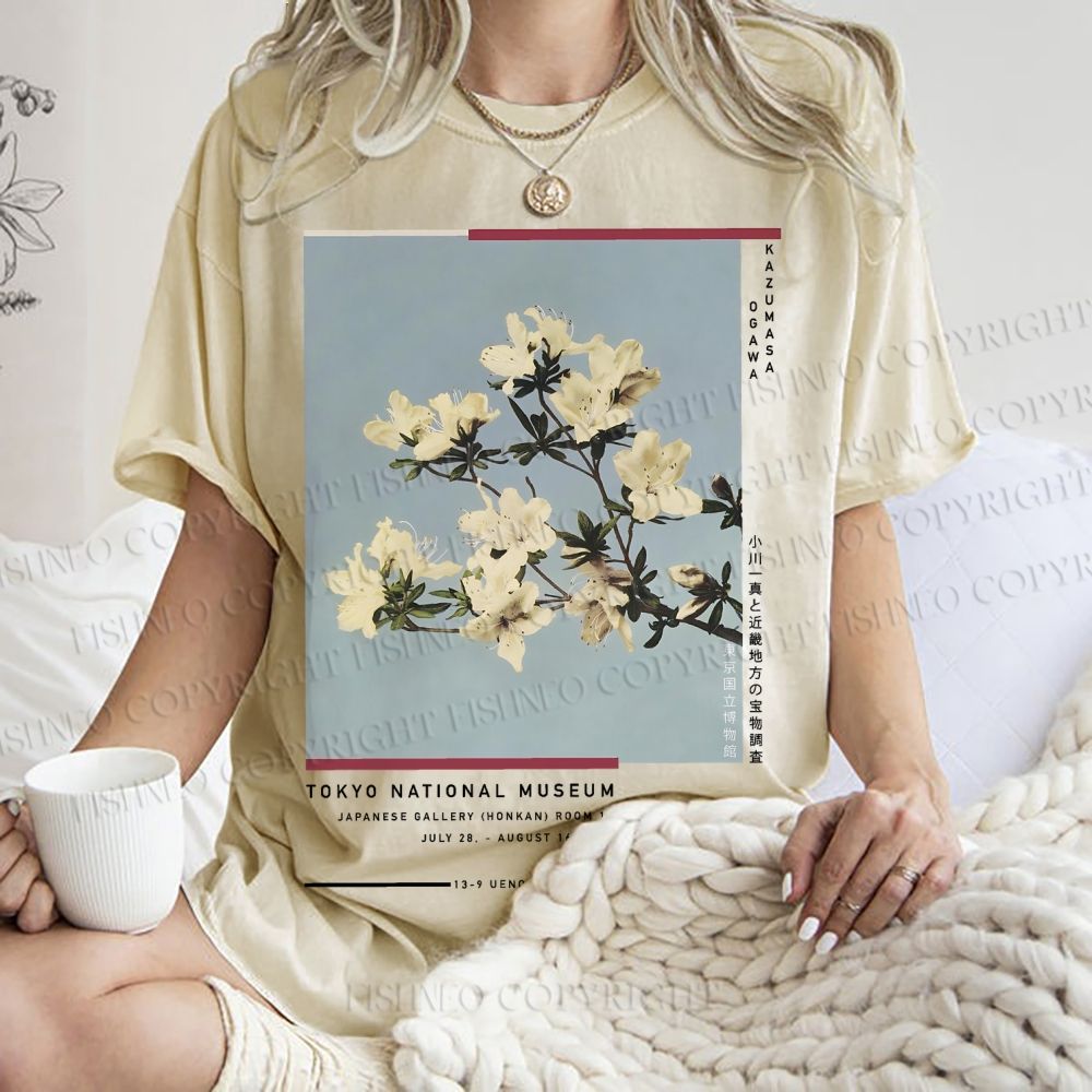 Unisex Vintage Flowers Poster Printed Washed Tee