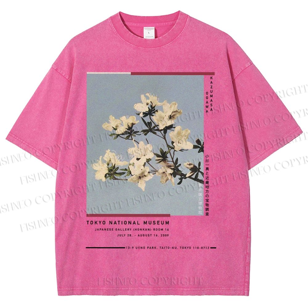 Unisex Vintage Flowers Poster Printed Washed Tee