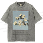 Unisex Vintage Flowers Poster Printed Washed Tee