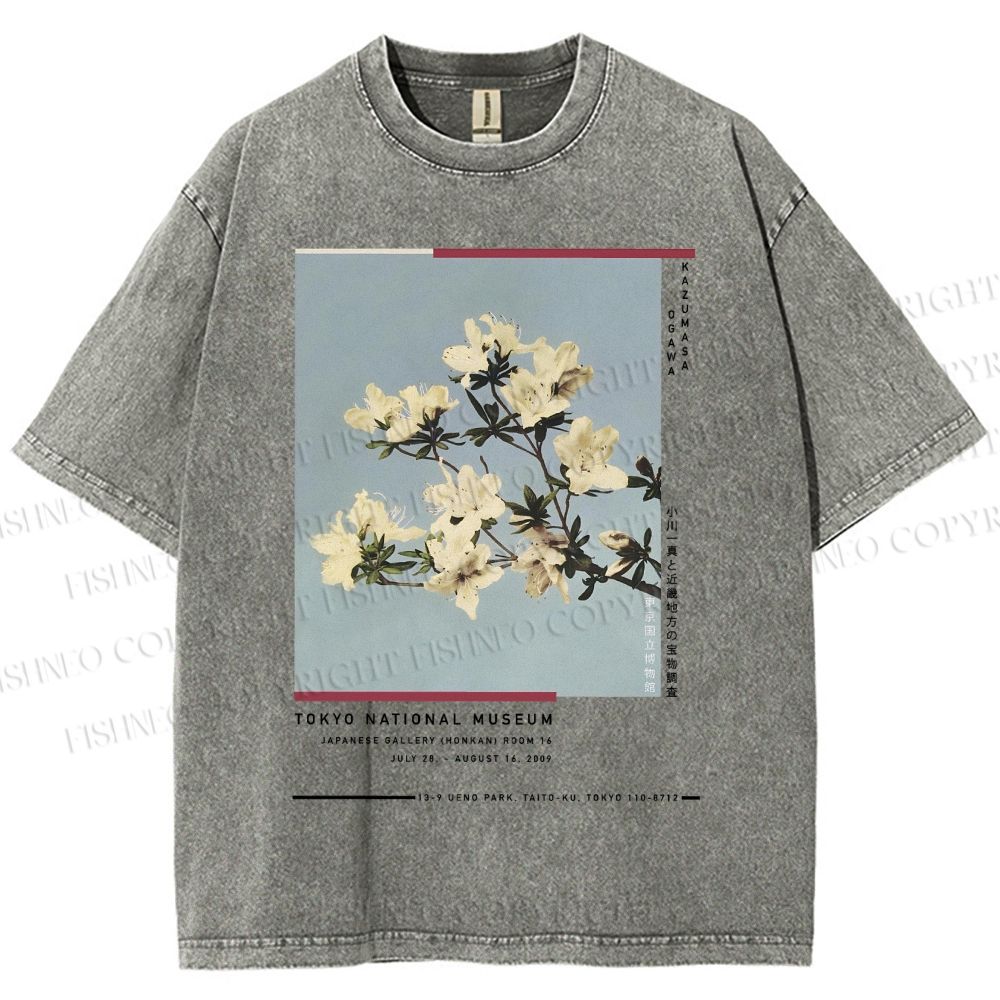 Unisex Vintage Flowers Poster Printed Washed Tee