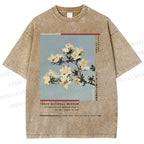 Unisex Vintage Flowers Poster Printed Washed Tee