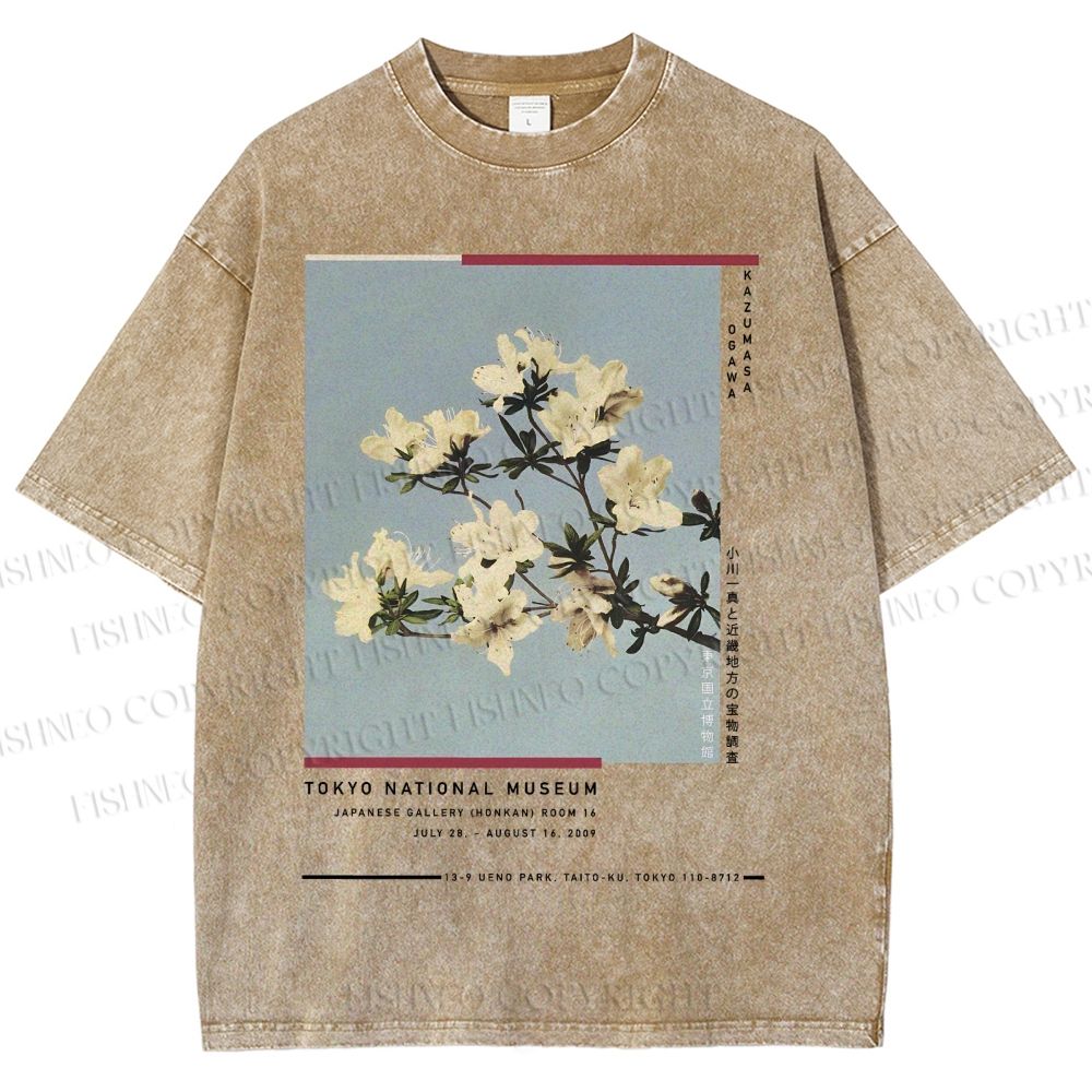 Unisex Vintage Flowers Poster Printed Washed Tee