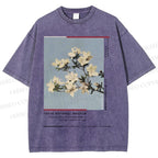 Unisex Vintage Flowers Poster Printed Washed Tee
