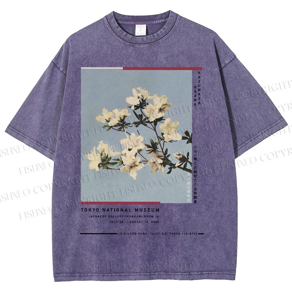 Unisex Vintage Flowers Poster Printed Washed Tee
