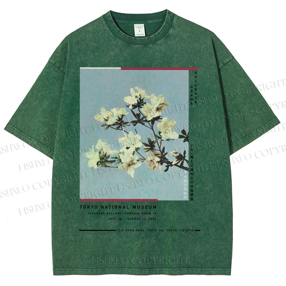 Unisex Vintage Flowers Poster Printed Washed Tee