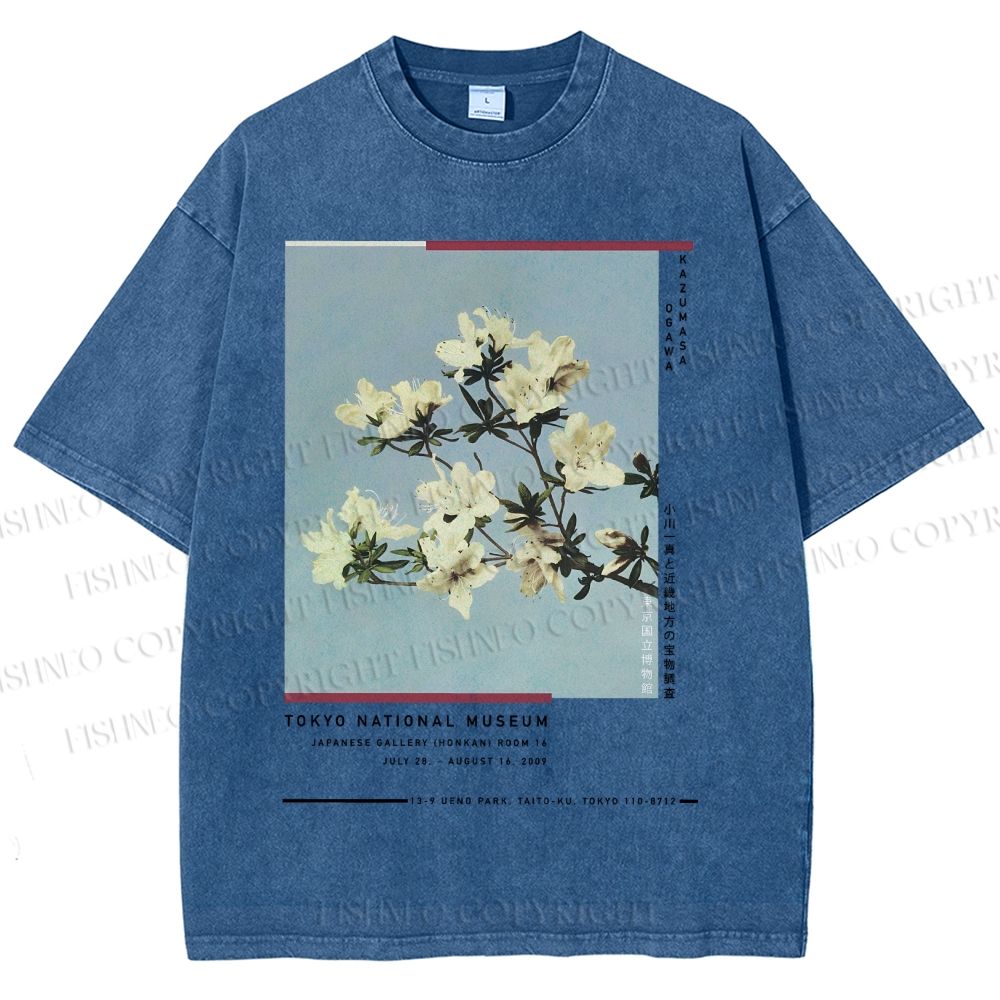 Unisex Vintage Flowers Poster Printed Washed Tee