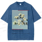 Unisex Vintage Flowers Poster Printed Washed Tee