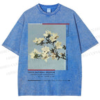 Unisex Vintage Flowers Poster Printed Washed Tee