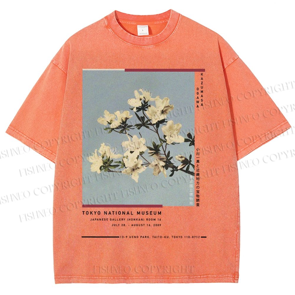 Unisex Vintage Flowers Poster Printed Washed Tee