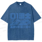 Unisex Vintage Japanese Samurai Printed Washed Tee