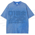 Unisex Vintage Japanese Samurai Printed Washed Tee