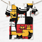 Unisex Cat Graffiti Printed Classic T-shirt