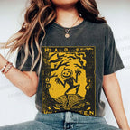 Unisex Vintage Silly Pumpkin Halloween Printed Washed Tee