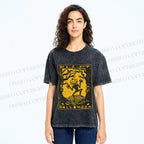 Unisex Vintage Silly Pumpkin Halloween Printed Washed Tee