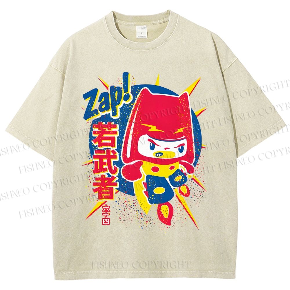 Unisex Zap Printed Washed Tee