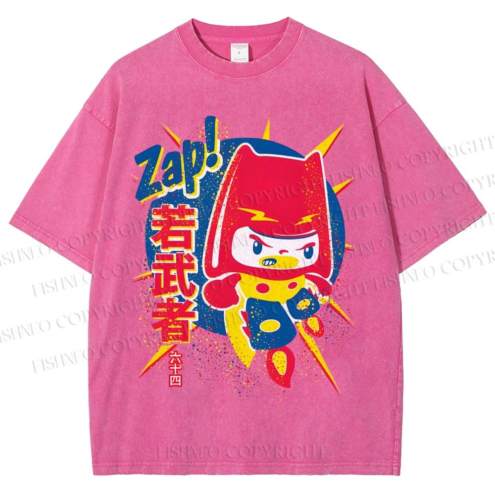 Unisex Zap Printed Washed Tee