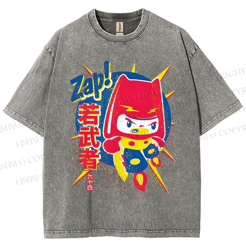 Unisex Zap Printed Washed Tee