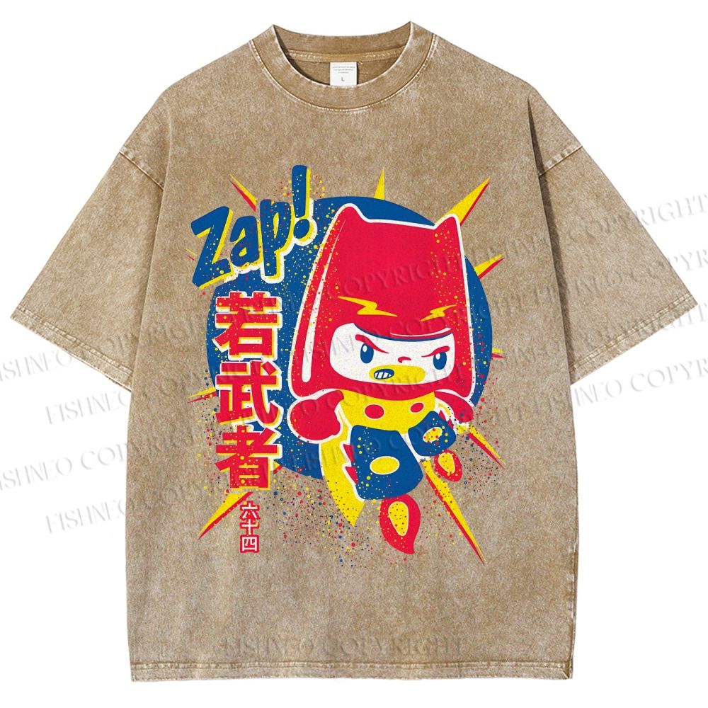 Unisex Zap Printed Washed Tee
