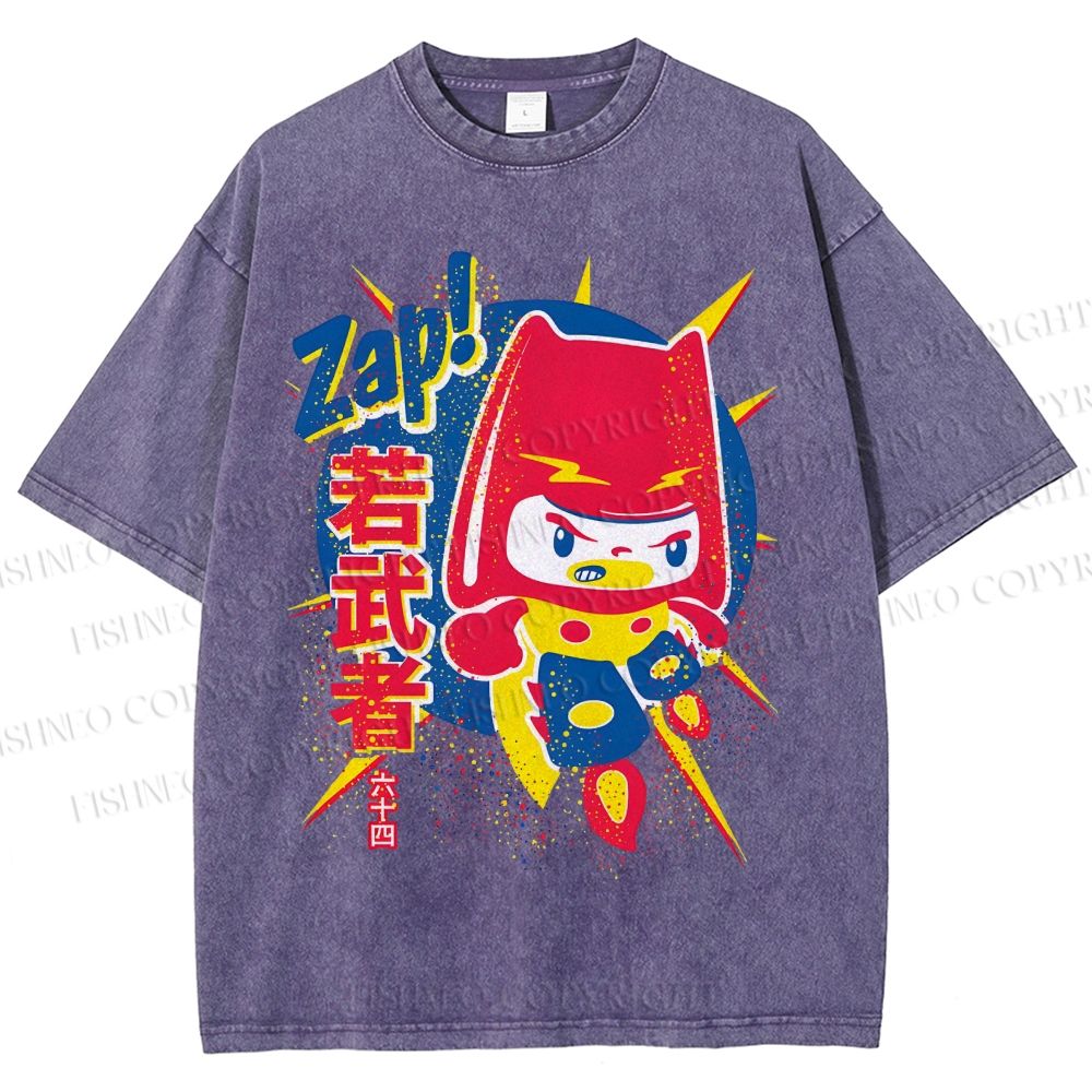 Unisex Zap Printed Washed Tee
