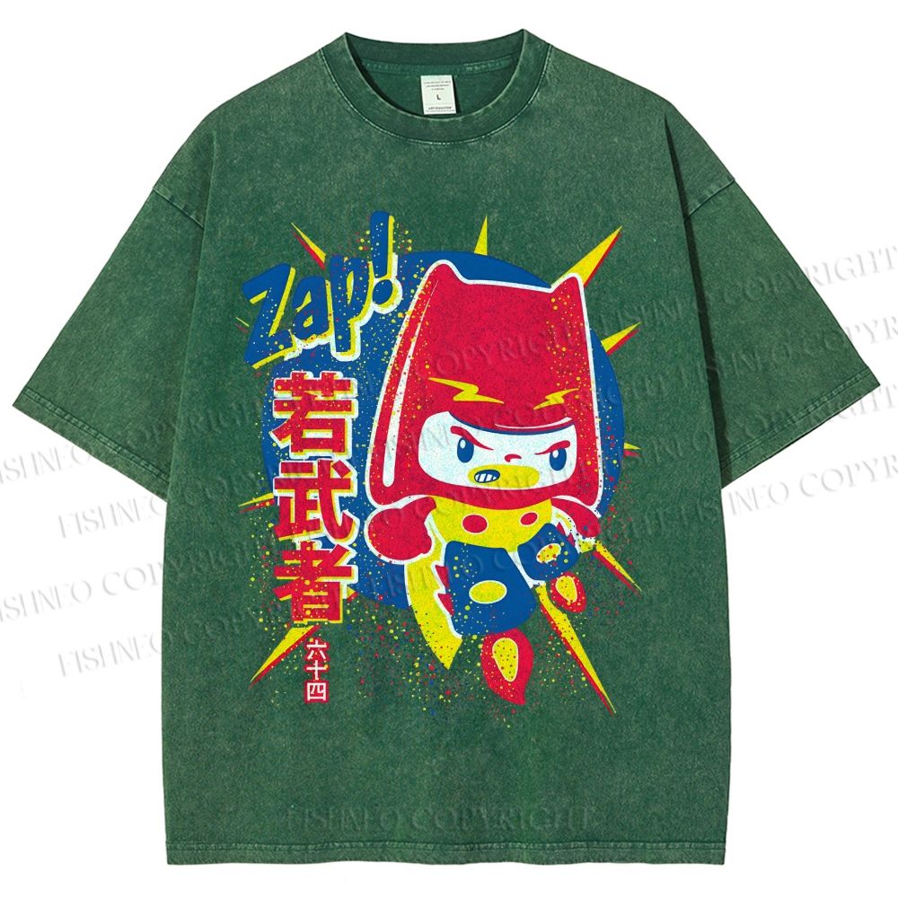 Unisex Zap Printed Washed Tee