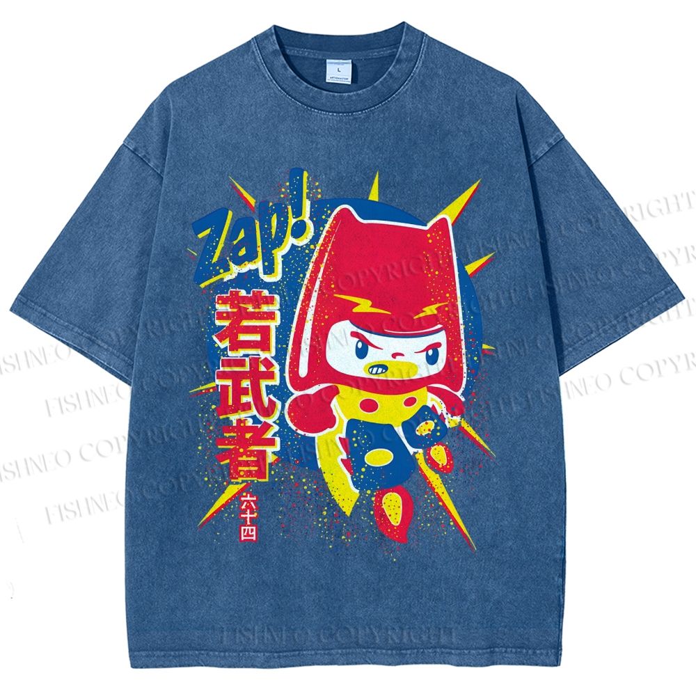 Unisex Zap Printed Washed Tee