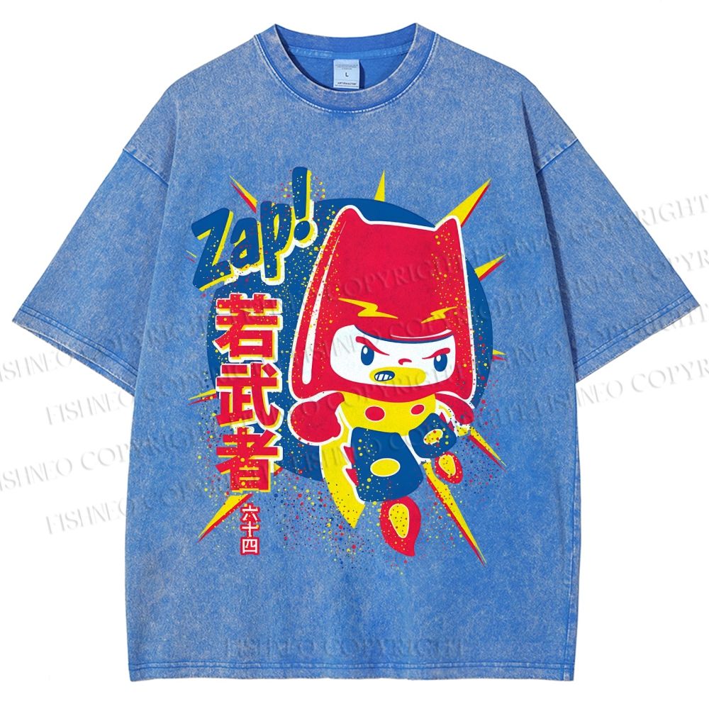 Unisex Zap Printed Washed Tee