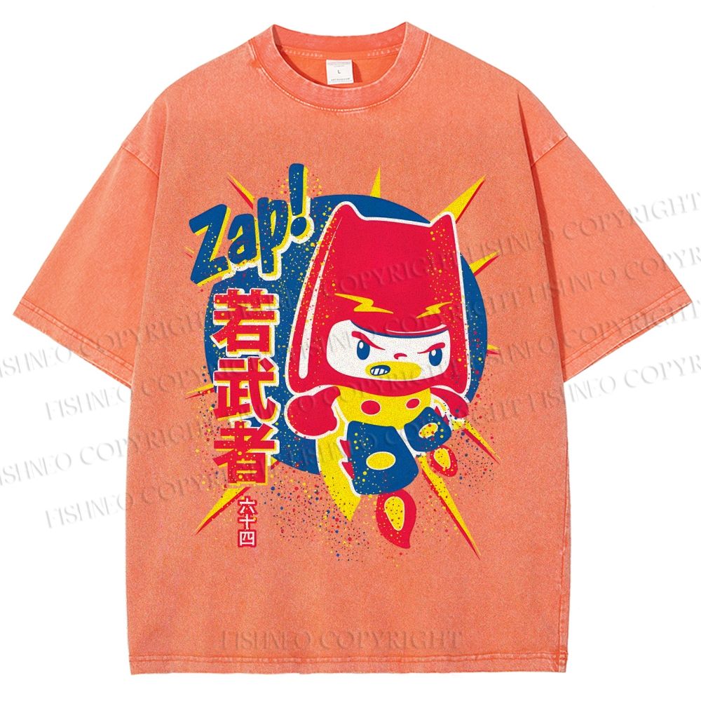 Unisex Zap Printed Washed Tee