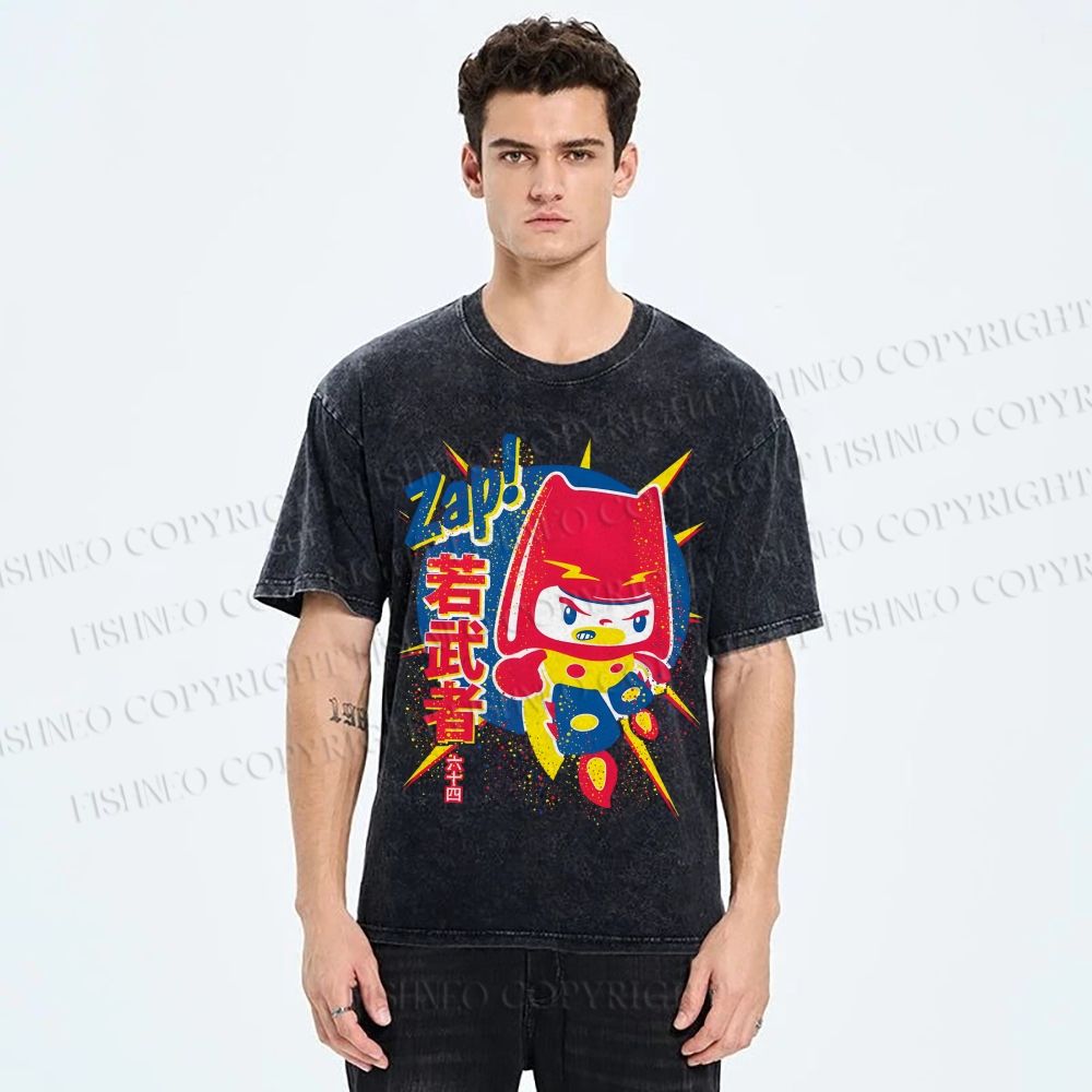 Unisex Zap Printed Washed Tee
