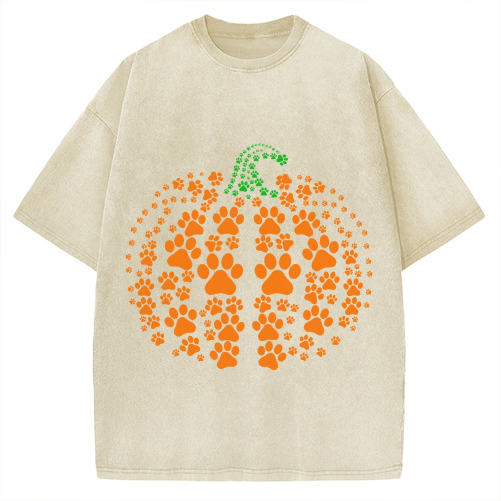 Cute Cat Pumpkin Vintage Washed T-shirt