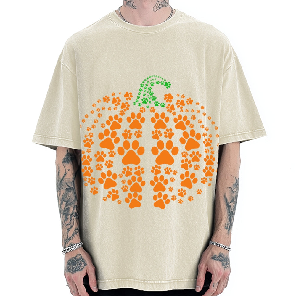 Cute Cat Pumpkin Vintage Washed T-shirt